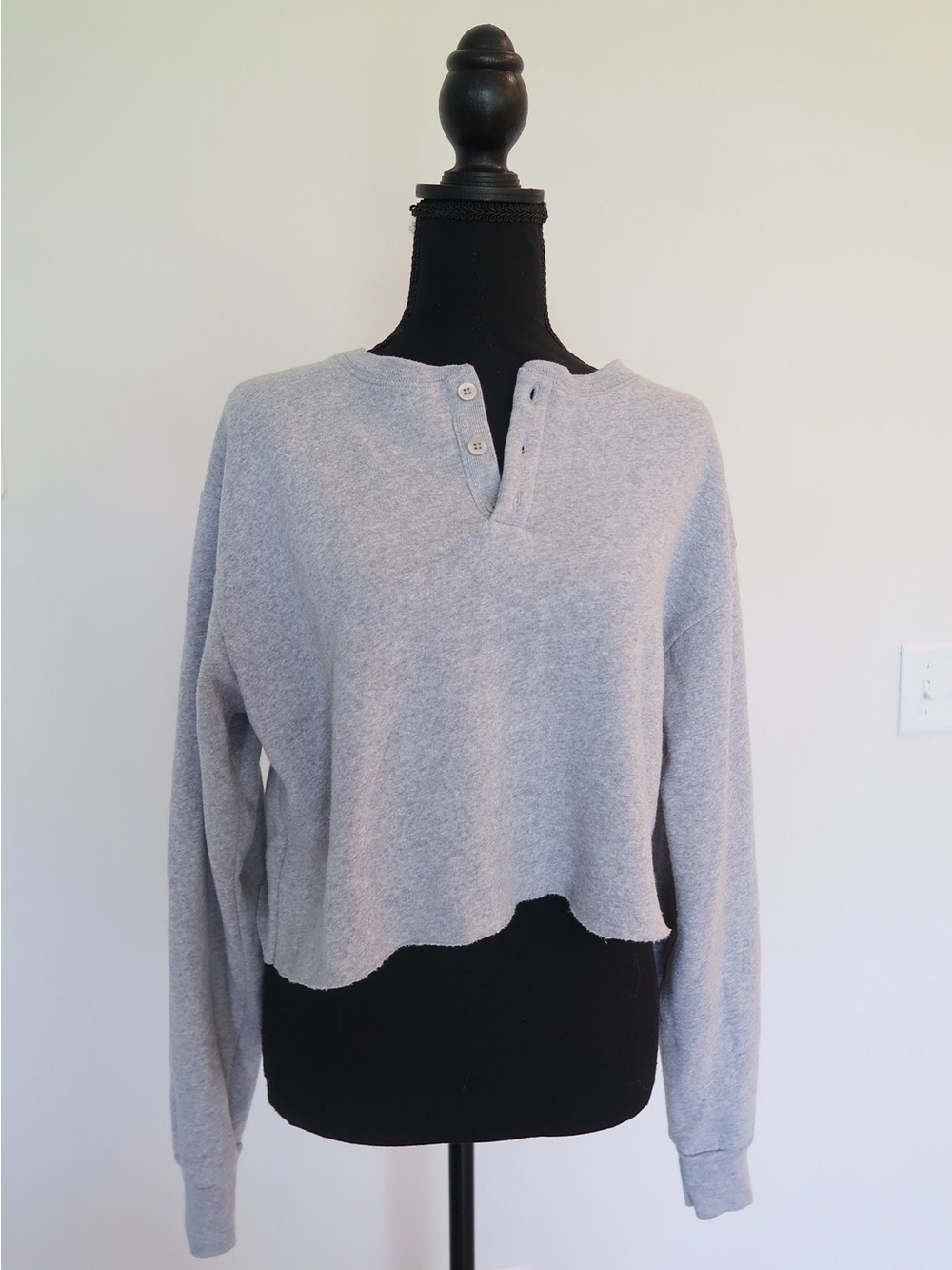 Brandy Melville Light Gray Henley Top